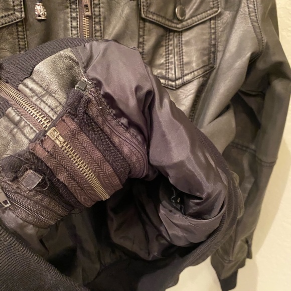 Made By Johnny Charcoal Faux Leather Jacket - Picture 8 of 16